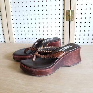 Vintage 90s Y2K Steve Madden Wood Platform Sandals